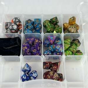 Large Collection of Polyhedral RPG Dice Sets with Storage Case